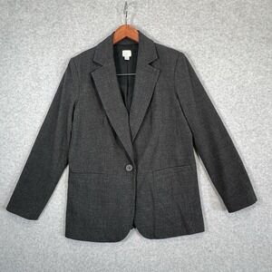 A New Day Target Plaid Blazer Womens S Gray Glen Check One Button Lined